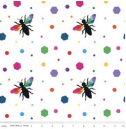 Kristy Lea - Create - Hexie Bees - White fabric for Riley Blake Designs
