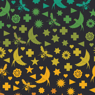 Alison Glass - Art Theory - Seventy Six Bird & Bee - Night - Andover Fabrics