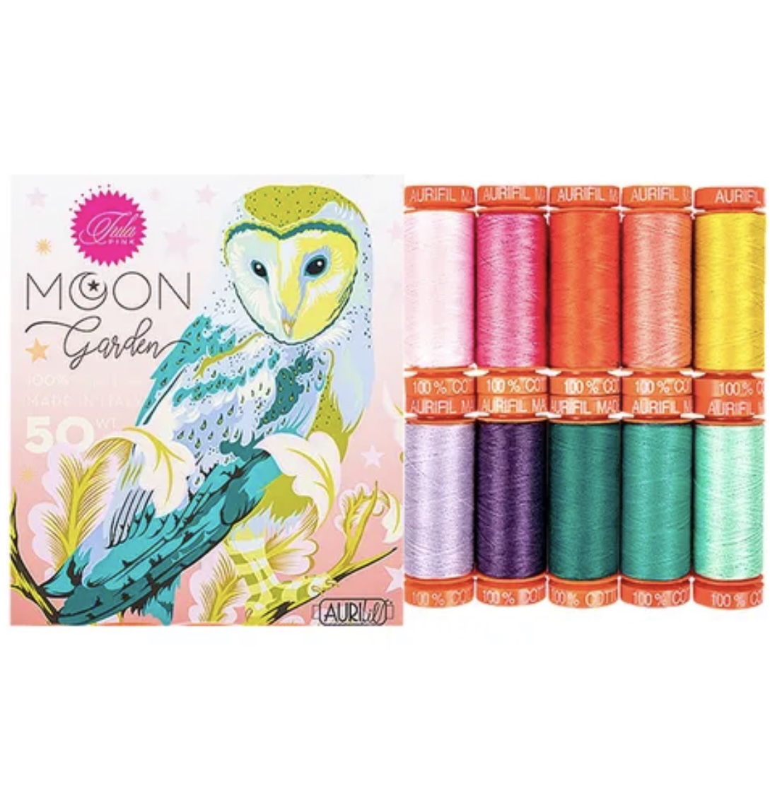 Moon Garden Thread Set – Aurifil 50wt Cotton – 10 Small Spools – Tula Pink  – Jubilee Quilt Company
