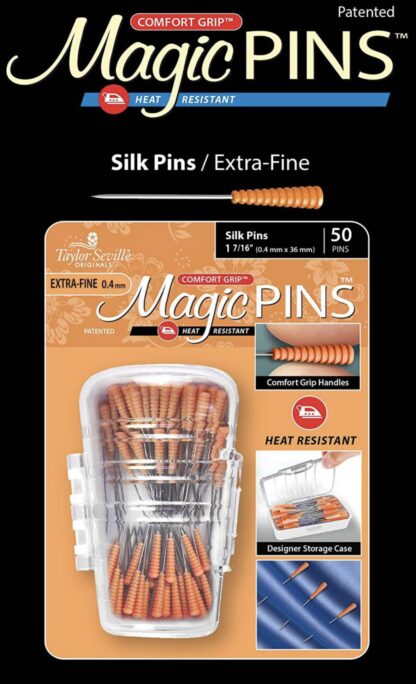 Magic Pins - Silk Pins / Extra-Fine - 1 7/16" - 50 ct - Taylor Seville