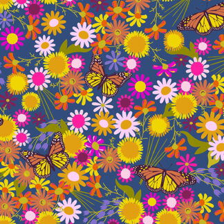 Wildflowers - Monarch - Denim - Alison Glass