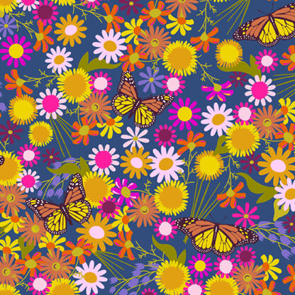 Wildflowers - Monarch - Denim - Alison Glass